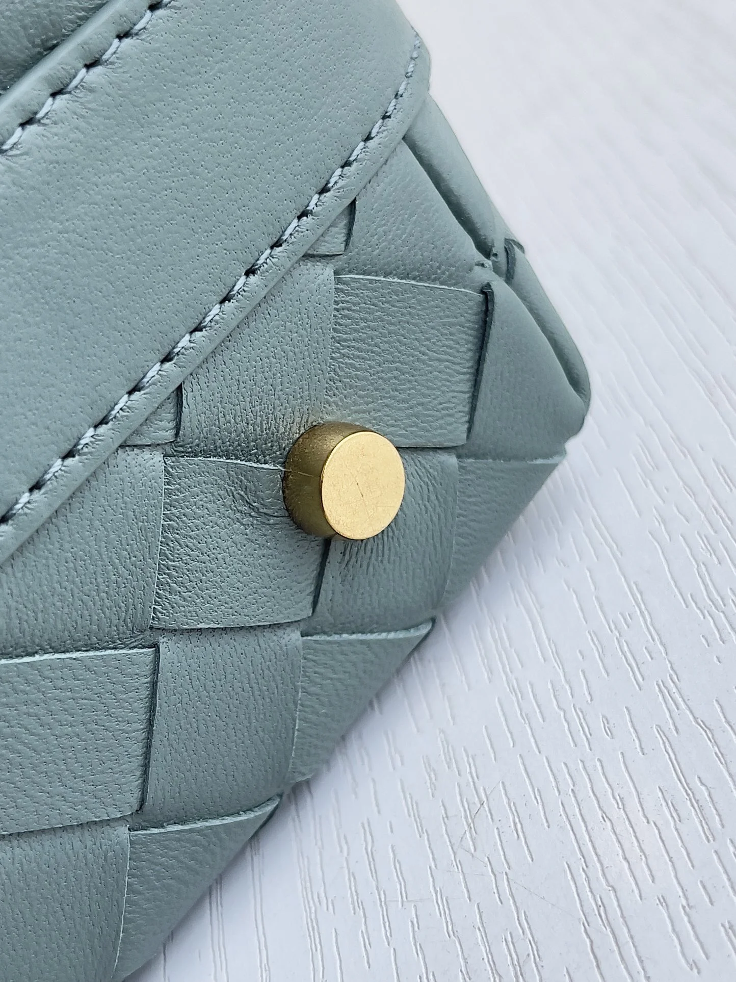 BOTTEGA VENETA Top Handle Bags Intrecciato Leather (Blue-Gray) 22X13X9CM F80202608080219 - Image 4