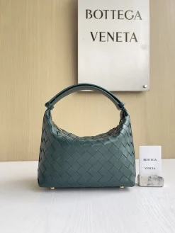 BOTTEGA VENETA Top Handle Bags Intrecciato Leather (Green-Gold) 22X13X9CM F80202608080213