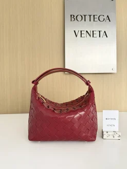 BOTTEGA VENETA Top Handle Bags Intrecciato Leather (Red-Gold) 22X13X9CM F80202608080206