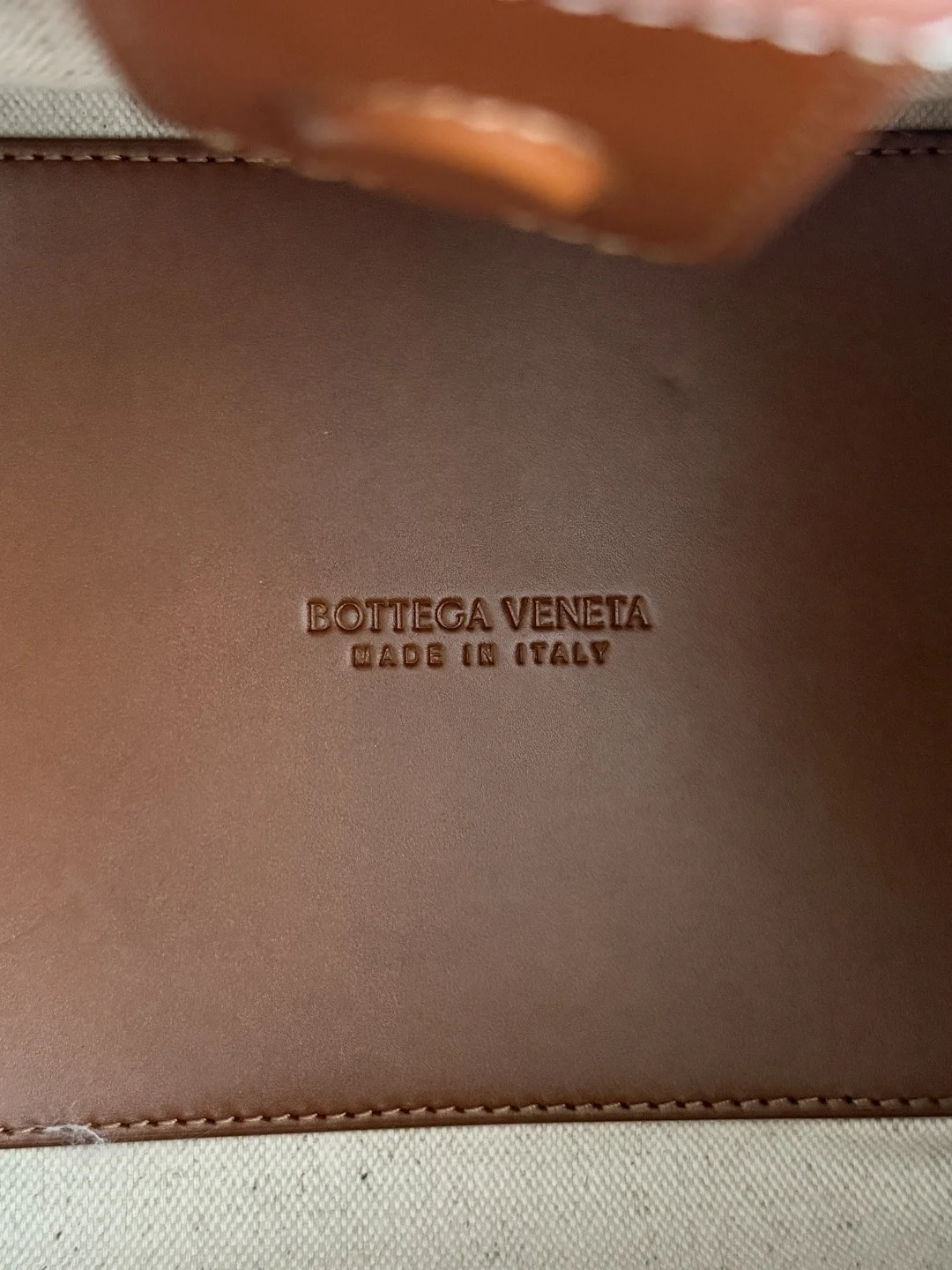 BOTTEGA VENETA Totes Bags Canvas Leather (White-Brown) 21X17X16CM I10202608080757 - Image 8