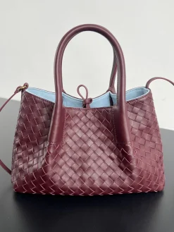 BOTTEGA VENETA Totes Bags Intrecciato Leather (Burgundy-Blue) 15X24X12CM H80202608080634