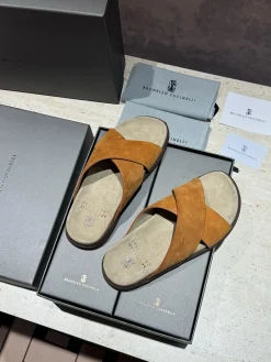 Alternative view of BRUNELLO CUCINELLI Slides Suede Leather EU39-44 B90202608032673