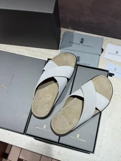 Alternative view of BRUNELLO CUCINELLI Slides Suede Microporous EU39-44 B90202608032674