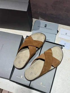 Alternative view of BRUNELLO CUCINELLI Slides Suede & Microporous EU39-44 B90202608032682