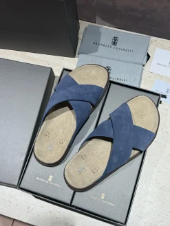 Alternative view of BRUNELLO CUCINELLI Slides Suede and Microporous EU39-44 B90202608032678