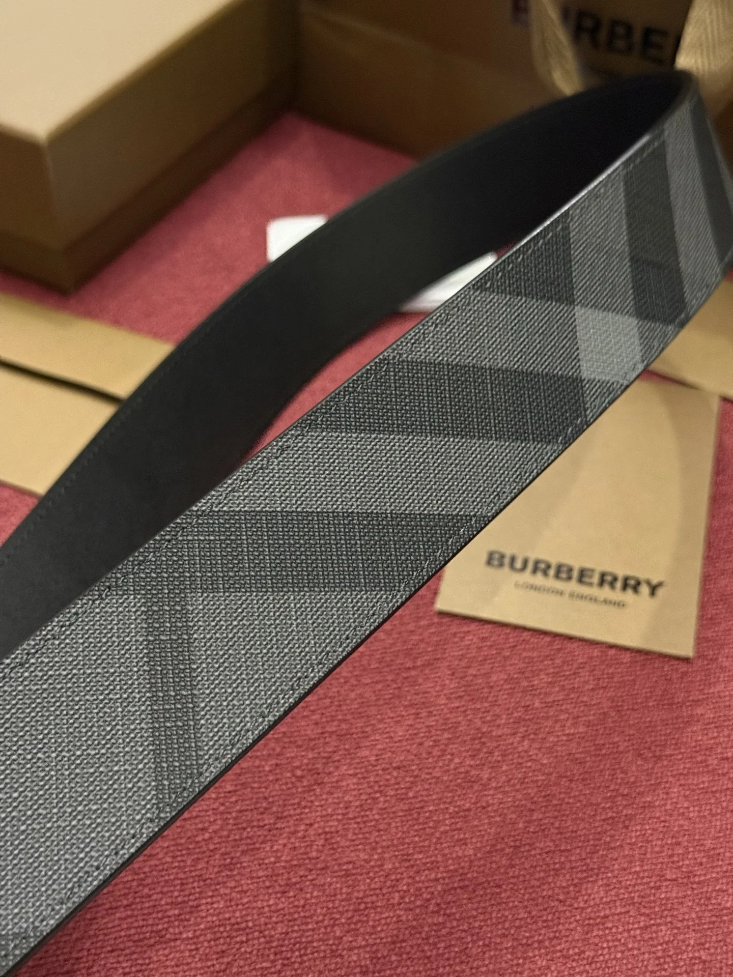 BURBERRY Belts Check Canvas & Calfskin Leather WIDTH 4.0CM 4.0cm Width A60202608050266 - Image 5