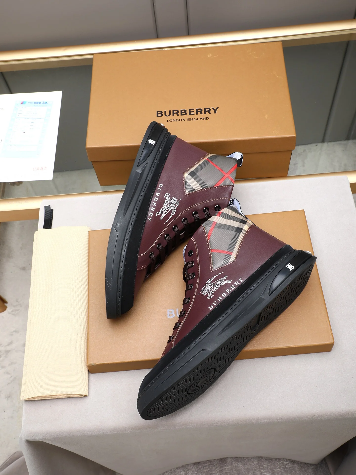 BURBERRY Sneakers Calf Leather EU38-44 B10202608030370 - Image 7