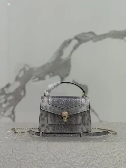 BVLGARI Top Handle Bags Calf Leather (Silver-Gold) 19X11X6CM H00202608080669