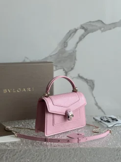 Alternative view of BVLGARI Top Handle Bags Calfskin Leather (Pink-Gold) 19X11X6 G00202608080696
