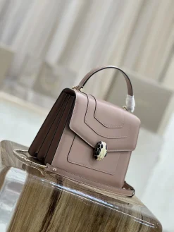 Alternative view of BVLGARI Top Handle Bags Leather (Pink-Brown) 18X16X9CM F80202608080707