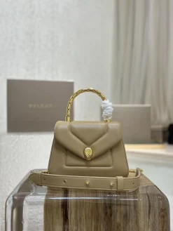 BVLGARI Top Handle Bags Quilted Calfskin (Beige-Gold) 20X14X10CM H80202608080716