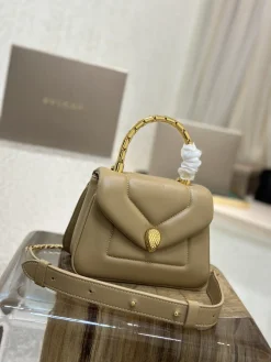 Alternative view of BVLGARI Top Handle Bags Quilted Calfskin (Beige-Gold) 20X14X10CM H80202608080716