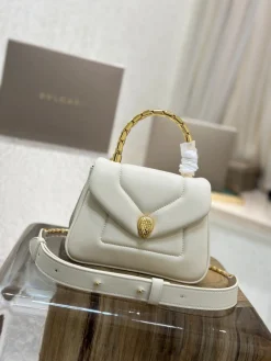 Alternative view of BVLGARI Top Handle Bags Quilted Calfskin (Cream-Gold) 20X14X10CM H80202608080714