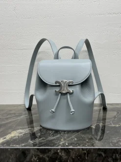 CELINE Backpacks Bags Leather (Blue-Silver) 25X18X13CM I00202608090871