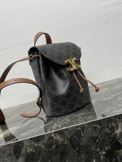 Alternative view of CELINE Backpacks Bags Leather (Brown-Gold) 25X18X13CM G00202608090867