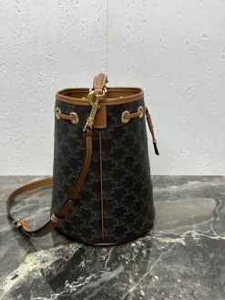Alternative view of CELINE Bucket Bags Calfskin Leather (Black-Brown) 20X24X20CM G00202608090250