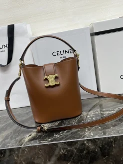 Alternative view of CELINE Bucket Bags Calfskin Leather (Brown-Gold) 16X19X12CM H00202608090236