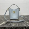 CELINE Bucket Bags Calfskin Leather (Light Blue-Gold) 16X19X12CM H00202608090233
