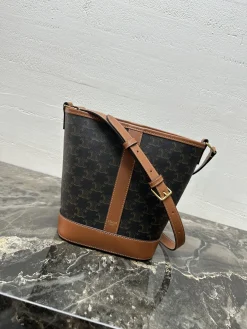 CELINE Bucket Bags Canvas (Brown-Black) 22X26X13CM E00202608090008