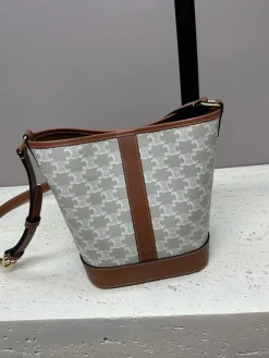 Alternative view of CELINE Bucket Bags Canvas_Leather (Beige-Brown) 18X22X13CM E00202608090011
