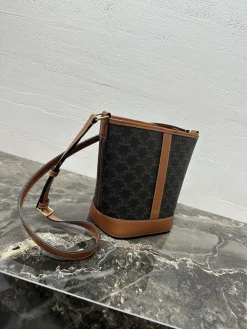 Alternative view of CELINE Bucket Bags Coated Canvas (Brown-Black) 22X26X13CM E00202608090009