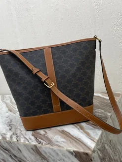 Alternative view of CELINE Bucket Bags Coated Canvas (Brown-Black) 33X27X17CM E50202608090014
