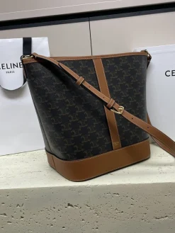 Alternative view of CELINE Bucket Bags Coated Canvas (Brown-Black) 33X27X17CM E50202608091345