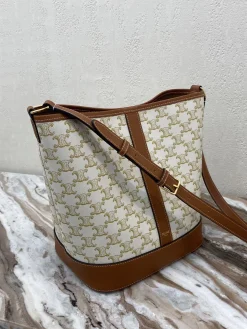 Alternative view of CELINE Bucket Bags Coated Canvas (White-Brown) 33X27X17CM E50202608090012