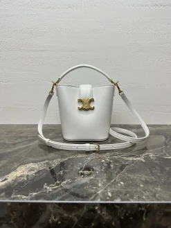 CELINE Bucket Bags Leather (White-Gold) One Size G30202608090029