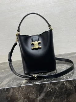 CELINE Bucket Bags Smooth Calf Leather (Black-Gold) 16X19X12CM H00202608090238
