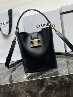 CELINE Bucket Bags Smooth Calfskin (Black-Gold) 16X19X12CM H00202608090239