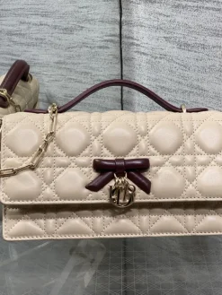 Alternative view of DIOR Clutches Bags Lamb Leather (Beige-Burgundy) 21X11X5CM E80202608060198