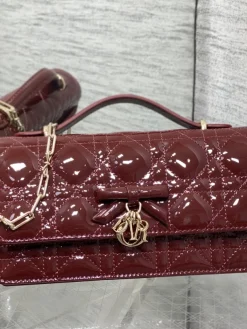 DIOR Clutches Bags Lambskin Leather (Burgundy-Gold) 21X11X5CM G00202608060399