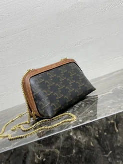 Alternative view of CELINE Crossbody Bags Synthetic Leather_Sheepskin (Brown-Gold) 16X11CM D50202608090645