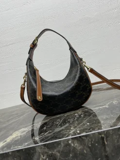 CELINE Shoulder Bags Calf Leather (Brown-Black) 21X24X5CM F00202608090414