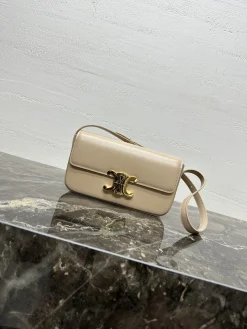 CELINE Shoulder Bags Calfskin Leather (Beige-Gold) 20X10X4CM F80202608090432