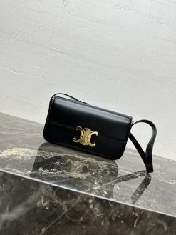 CELINE Shoulder Bags Calfskin Leather (Black-Gold) 20X10X4CM F80202608090430