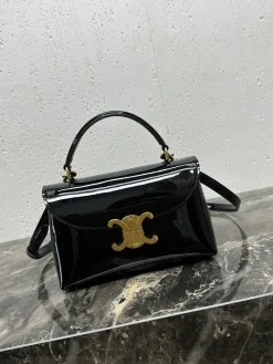 CELINE Shoulder Bags Calfskin Leather (Black-Gold) 20X13X8CM H80202608090090