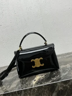 Alternative view of CELINE Shoulder Bags Calfskin Leather (Black-Gold) 20X13X8CM H80202608090090