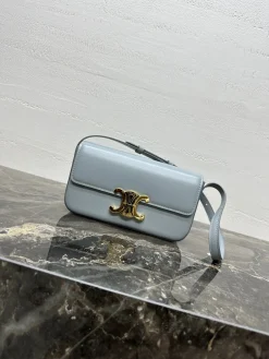 CELINE Shoulder Bags Calfskin Leather (Blue-Gold) 20X10X4CM F80202608090424