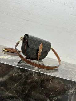 Alternative view of CELINE Shoulder Bags Calfskin Leather (Brown-Black) 20X14X5CM E80202608090253