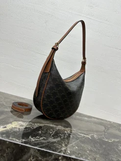 Alternative view of CELINE Shoulder Bags Calfskin Leather (Brown-Black) 24X21X7CM E80202608091215