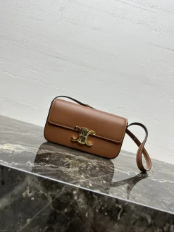 CELINE Shoulder Bags Calfskin Leather (Brown-Gold) 20X10X4CM F80202608090428