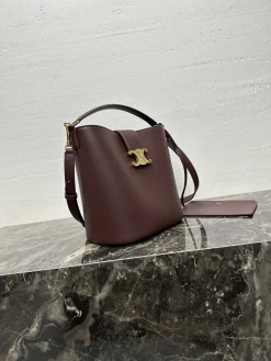 Alternative view of CELINE Shoulder Bags Calfskin Leather (Burgundy-Gold) 28X24X16CM I50202608090018