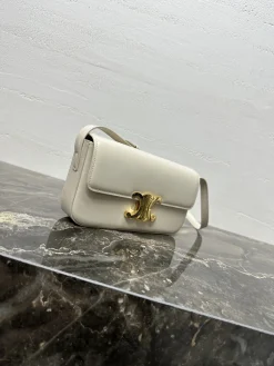 Alternative view of CELINE Shoulder Bags Calfskin Leather (White-Gold) 20X10X4CM F80202608090422