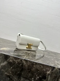 Alternative view of CELINE Shoulder Bags Calfskin Leather (White-Gold) 20X10X4CM F80202608090434