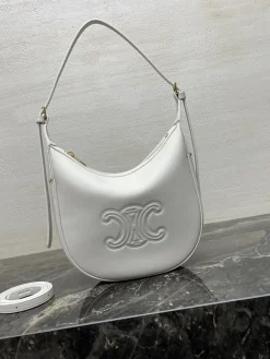 CELINE Shoulder Bags Calfskin Leather (White-Gold) 24X21X7CM G80202608091216