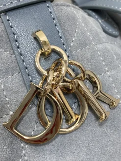 Alternative view of DIOR Shoulder Bags Calfskin Suede (Gray-Blue-Gold) 23X15X15CM G80202608060189