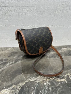 Alternative view of CELINE Shoulder Bags Canvas Leather (Brown-Black) 24X16X7CM E00202608091413