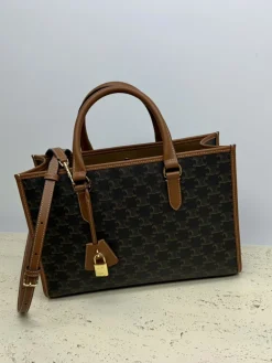 Alternative view of CELINE Shoulder Bags Canvas Leather (Brown-Black) 35X22X7CM F80202608091562